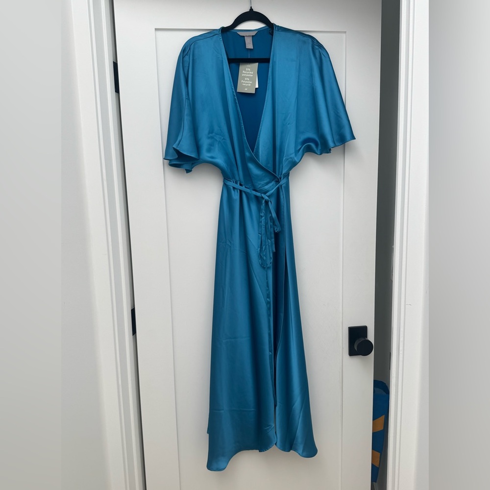 H&M Blue Satin Midi Dress - Picture 2 of 3